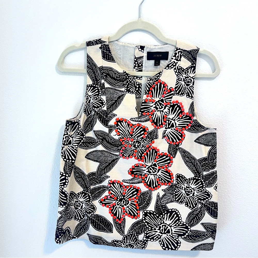 J Crew black and white floral stop